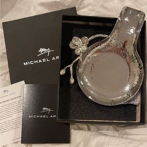 MICHAEL ARAM WHITE ORCHID Spoon Rest - SILVER - NEW IN BOX w/all collateral